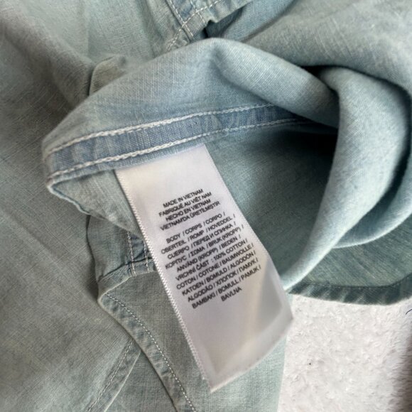 Lauren Ralph Lauren Womens Chambray Long Sleeve Button-Down Shirt Small Pockets - Picture 4 of 8